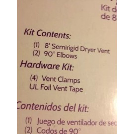 SMART CHOICE Frigidaire Smart Choice 8' Simi-rigid Dryer Vent Kit -2 Elbows -4 Clamps-& Tape