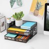 Marbrasse 3 Tier Mesh Desk Organizer with Drawer, Multi-Functional Desk