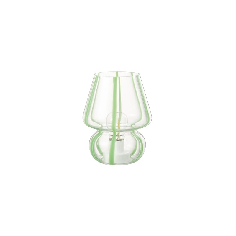 Table Lamp Stripes Glass Transparent/Green Large