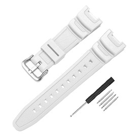 Resin Watch Strap for SGW-100 Sports Waterproof Rubber Replacement Watch Band (White)
