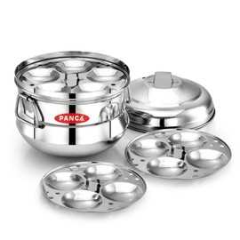 PANCA Stainless Steel Idli Maker 3 Plate 13 Idli Panai Premium Idli Cooker With Steel Handles Fresh Idli Steamer Kitchen Utensil Essentials