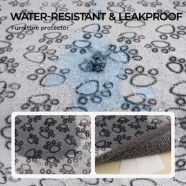 Luciphia Waterproof Pet Blankets for Couch Sofa Bed Cover Liquid Pee Proof Washable Soft Fluffy Large Dog Blanket Reversible Furniture Protection Paw Grey Large（65" x 57"）