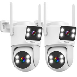 OOSSXX (2-Way Audio & Auto Tracking) Extend Security Cameras Outdoor WiFi 5G/2.4G for Home Security with Dual Lens, Color Night Vision, 24/7 Recording, Work with Wireless Surveillance System