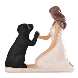 BUTILIVEEN Resin Woman with Dog Figurines, Sympathy Dog Memorial, Pet Loss Gifts, Black Labrador Retriever, Black Lab Gifts, Home Bedroom Living Room Tabletop Shelf Decor