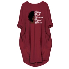 WbJetr Women's Pocket Dress Black Woman Afro Brave Blessed Tunic Tops