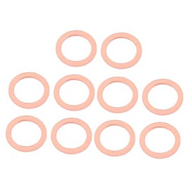 uxcell 10pcs 10mm x 14mm x 1mm Flat Ring Copper Crush Washer Sealing Gasket Fastener