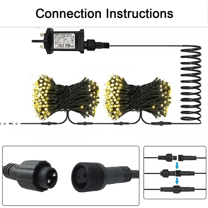 Joycome 20ft 2 Pin Waterproof Corrosion Resistant Extension Cord for