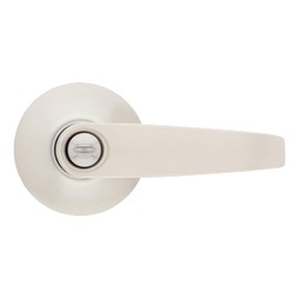 Kwikset Safelock SL4000WI-15 Winston Lever Round Rose Push Button Privacy Lock with RCAL Latch and RCS Strike Satin Nickel Finish