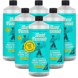 Aunt Fannie's Ultra Concentrated Floor Cleaner Vinegar Wash, Multi-Surface Solution For Mopping, Makes 16 Gallons, Bright Lemon Scent, 32 oz. (Pack of 6)