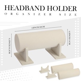 Bucherry 2 Pcs Headband Holder Organizer Soft Jewelry Display Stand Hovering Jewelry Watches Bracelet Holder for Women Hair Accessories Display Storage Rack 12 x 6.5 Inch(Beige)