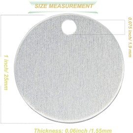 ABBECIAO Stamping Blanks, 1 Inch Smooth Round Aluminum Tags with Hole, 0.06 Inch Thick Blanks (100 Pack)