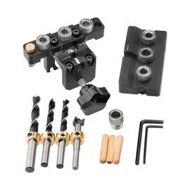 3 in 1 Dowel Jig Drill Kit, Pocket Hole Woodworking Puncher Locator Dowel Drill Guide Set with 8/10/15mm Hole Drill Pin Fixture for Woodworking Drilling Guide Locator Puncher