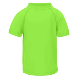 LACOFIA Boys' Short-Sleeved Swimming Shirt Children's Sun Protection Swimming Shirt Kids Rash Guard Quick-Drying, Bright green, 110 - 116
