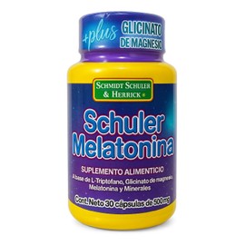 SCHULER | Melatonina 500mg | 30 Cápsulas | Con L-Triptófano | Glicinato de Magnesio | Hierro | Regulación del Sueño | Relajación Natural | No Genera Dependencia