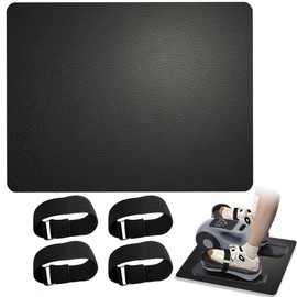 Elliptical Mat for Hardwood Floors, Non Slip Ellipse Leg Exerciser Mat Rubber Under Desk Elliptical Mats With 4PCS Pedal Straps for Tile Floor Concrete Exercise Equipment Pads