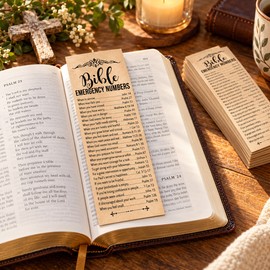 Bible Verse Bookmarks for Reading & Gifts – 50-Piece Emergency Number Paper Set for Church, School & Family Use