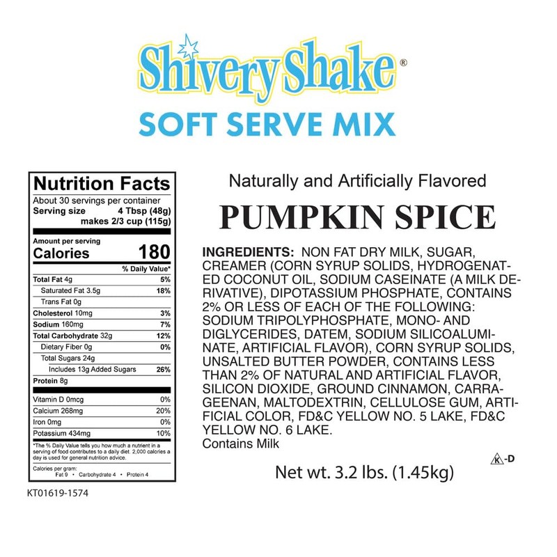 Shivery Shake Pumpkin Spice Soft Serve Ice Cream Mix