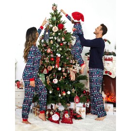 Ekouaer Family Christmas Pajamas Matching Sets Womens Mens Pjs Long Sleeve Sleepwear Holiday Lounge Sets Navy M