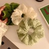 Large Satin Hair Scrunchies for Women,3Pcs Green White Spring Summer