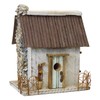 Nature Creations Stone Chimney Bird Cottage, White – Handcrafted Wooden