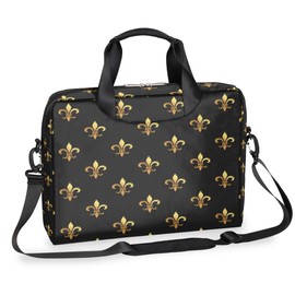 Golden Fleur De Lis Laptop Shoulder Bag, Computer Laptop Bag Waterproof Laptop Sleeve Case 16 Inch Laptop Satchel Briefcase Carrying Bag for Men Women Business Travel College
