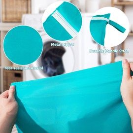 Bbzeal 2 Pack Large Travel Laundry Bags Machine Washable Wet Dry Bag Bathing Suit Laundry Bag for Gym Swimming Yoga Dirty Clothes Laundry Organizer (Light Blue and Grey)