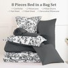 WONGS BEDDING Comforter Set Queen, 8 Pieces Black Gray Floral