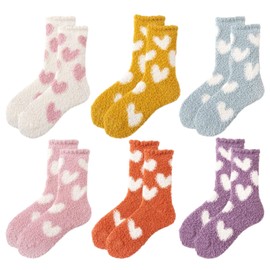 SLEEKEE 6 Pairs Winter Women's Plush Socks, Fluffy Slipper Socks, Comfortable Non-Slip Bed Socks, Fluffy Women's Socks (Multi-Colour), multicoloured
