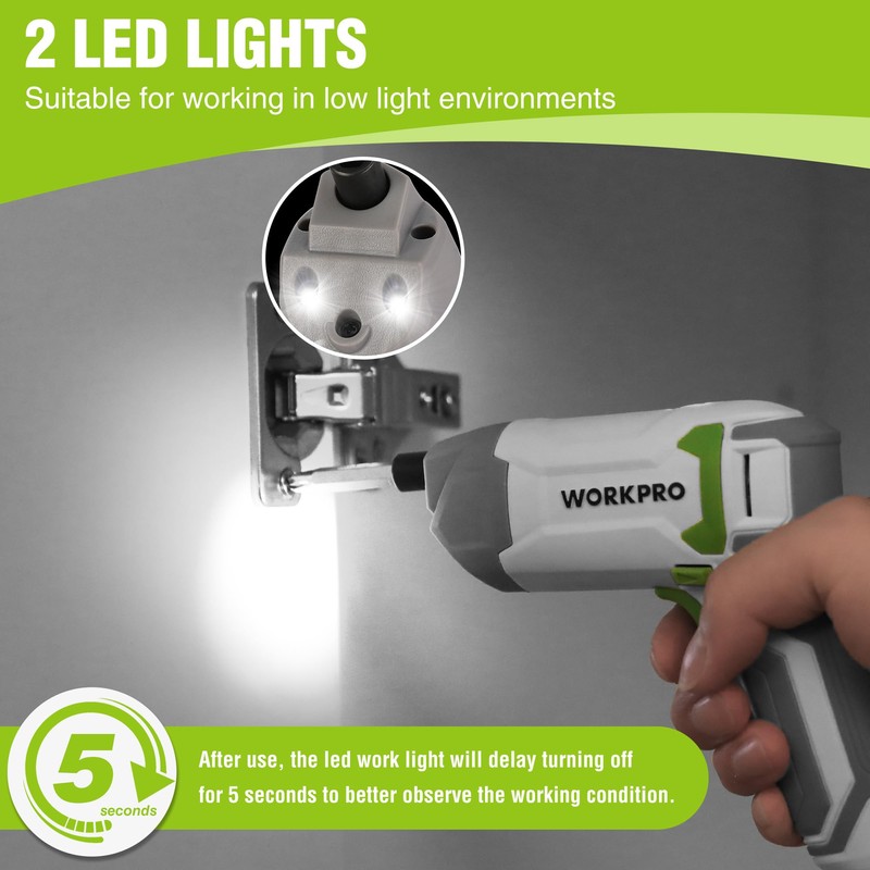 WORKPRO Powerful 3.6V Cordless Electric Screwdriver Set with 240 RPM