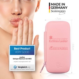 Solingen Manicure Set – Comparison Winner – Genuine Leather Case Handy and Soft – 7 Piece Complete Set for Men and Women marQus Made of Shiny Nickel-Plated Polished Steel