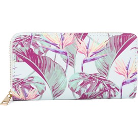 styleBREAKER 02040143 Women's Wallet with Various Summer Motifs Zip, Strelizia - light blue/green/yellow, Modern