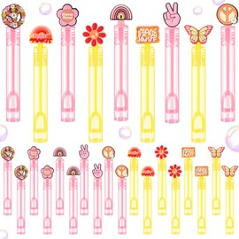 Rotatingpals 27 Pcs Two Groovy Party Favors for Boys Girls 0.2 oz Bubble Wands with Liquid Bubble Maker Classroom Prizes Goodie Bags Stuffer for Birthday Supplies Gift