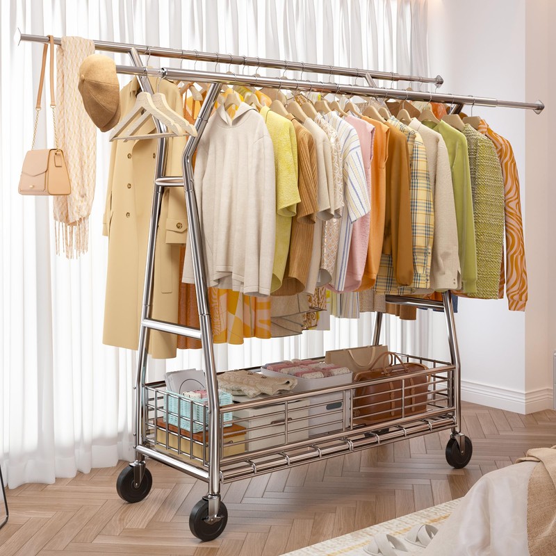 Raybee Heavy Duty Clothes Rack, 630LBS Clothing Rack with Sturdy
