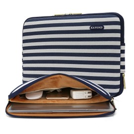 kayond Bohemian Canvas Water-Resistant 14 inch Laptop Sleeve Pocket 14.1 inch Laptop case Compatible MacBook Pro 15.4 A1707(14-14.1 inches, Breton Stripe)