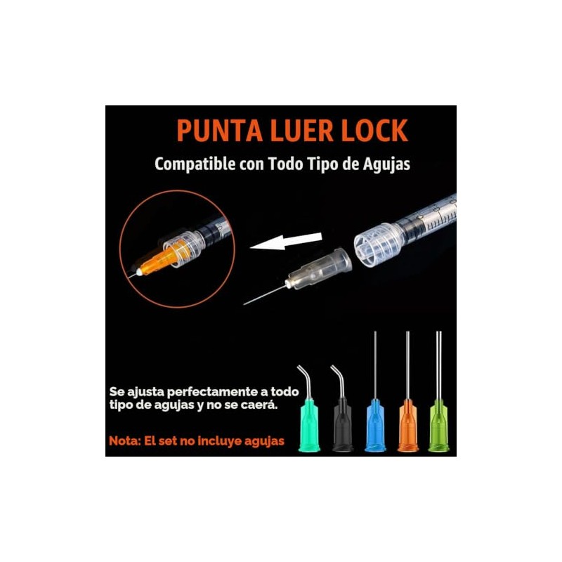 Paquete de 50 jeringas Luer Lock de 1 ml (sin