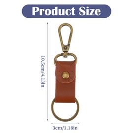 Ymapinc Vintage Leather Key Chain Holder for Men, Brown Detachable Men's Key Ring Car Keys Clip for Purse Fob Keychain - PU Leather