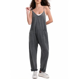 EXLURA Womens Casual Summer Jumpsuits 2025 Romper Bib Outfits Adjustable Straps Denim Overalls with Pockets