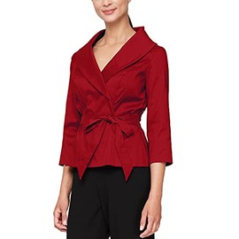 Alex Evenings womens Stretch Taffeta Blouse Dress Shirt, Red, Small US