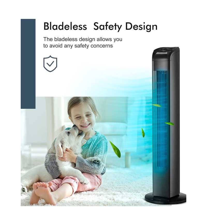 Uthfy Oscillating Tower Fan with Remote, Electric Standing Tower Fan
