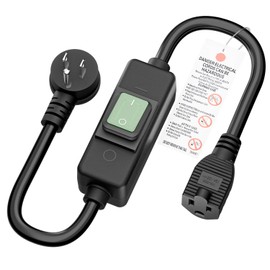 Right Angle Outdoor Waterproof Extension Switch Cord, in-Line On/Off Switch Extension Cord, SJTW 14AWG 3C IP57 Waterproof,Max.20A 125V Heavy Duty Inline Switch L=1.5Feet…