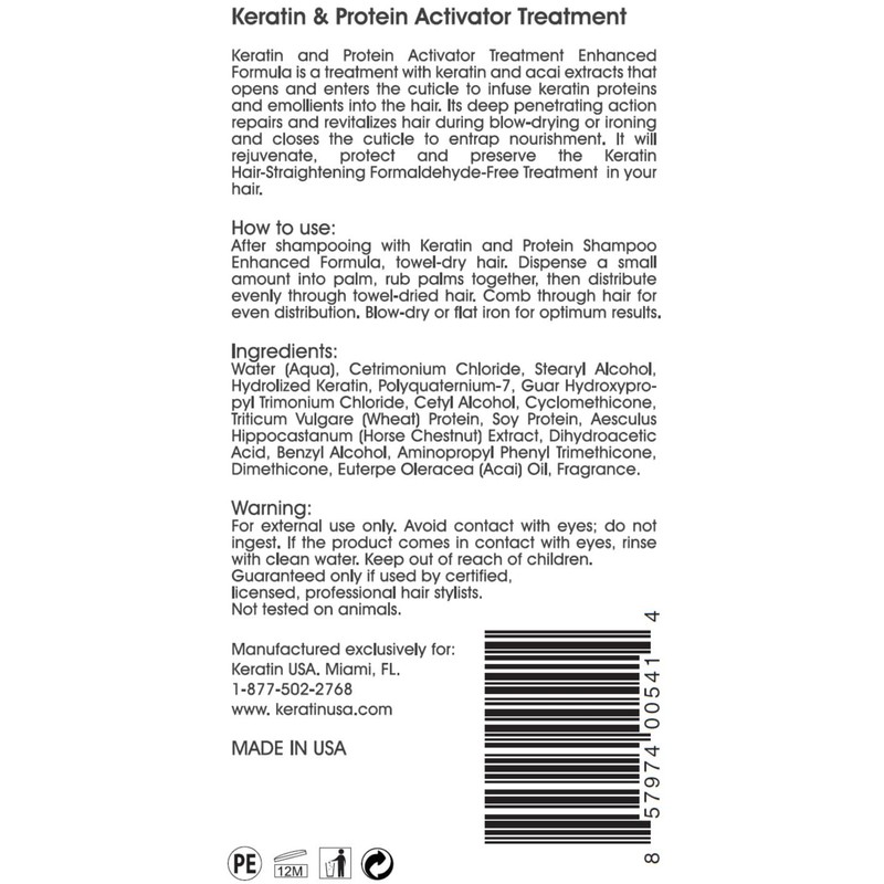 Keratin Protein Activator Treatment Enhanced Formula 8oz / 237ml