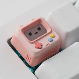 ULTRAEQUIP Artisan Keycaps, Cute Retro Game Consoler-Shpaed Keycaps, Shine Through Resin Handmade, Single 1U Replace Key for ESC Key Mechanical Keyboard (Pink)