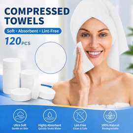 Lagincig - 120 Toallas Comprimidas Desechables Portátiles, Mini Toallas para Acampar, Viajes, Hogar, Hotel y Actividades al Aire Libre