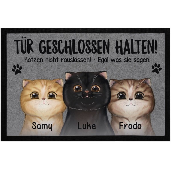 SpecialMe® Doormat Cats Personalised (1-3) with Name Gift for Cat