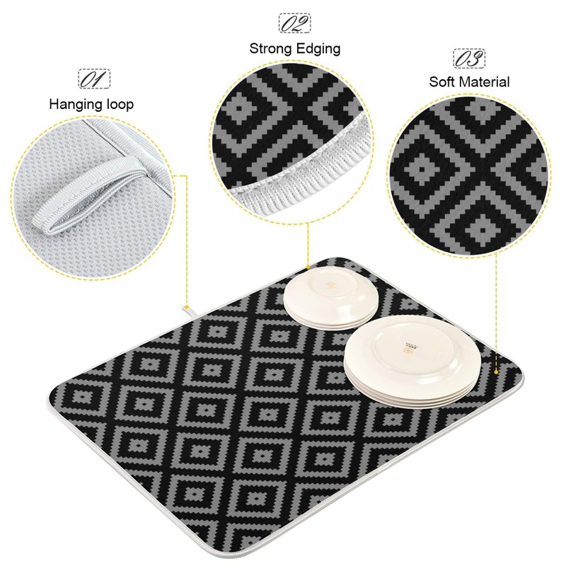 Super Absorbent Dish Drying Mat Microfiber Fast-Drying Dish Mat 24"