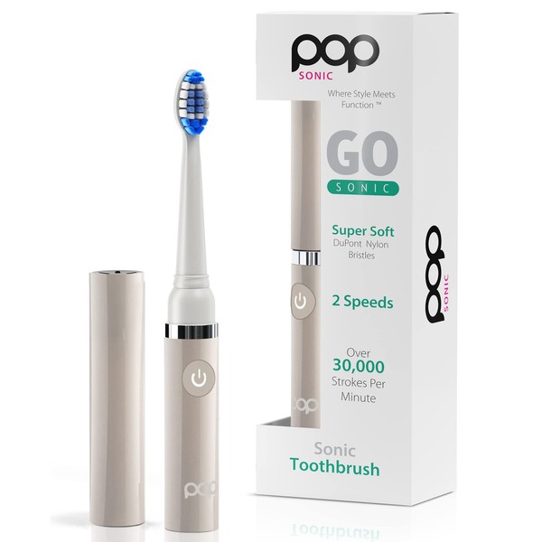 Pop Sonic Electric Toothbrush (Grey) - Travel Toothbrushes w/AAA Battery