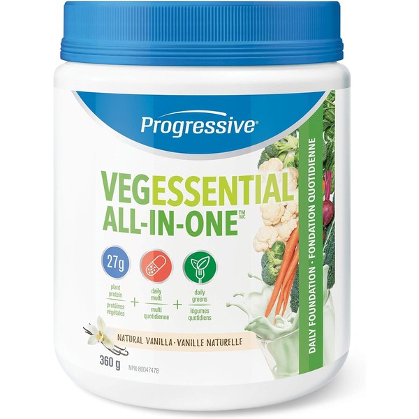 Progressive VegEssential, All-In-One Vegan Protein, Greens, Vitamins & Minerals Powder - Vanilla Flavour, 360 g