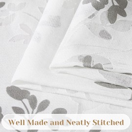 HOMEIDEAS Cortinas de cocina semitransparentes grises de 52 x 45 pulgadas de largo, 2 paneles, cortinas florales de hojas para recámara, cafetería, baño, caravana, cortinas cortas para ventanas