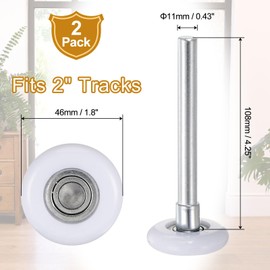 sourcing map Pack of 2 Garage Door Rollers, 2 Inch Nylon Roller for 2 Inch Garage Railway, 4.25 Inch Handle, 11 Ball Bearings, for Commercial and Private Garage Doors, White