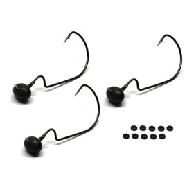 Harmony Fishing - Tungsten Swing Football Jigs [Pack of 3 w/ 10 Bait Pegs] (Swinging Football/Rugby jigs with Hooks for bass Fishing) (3/8 oz, 5/0 Hook (3 Pack))